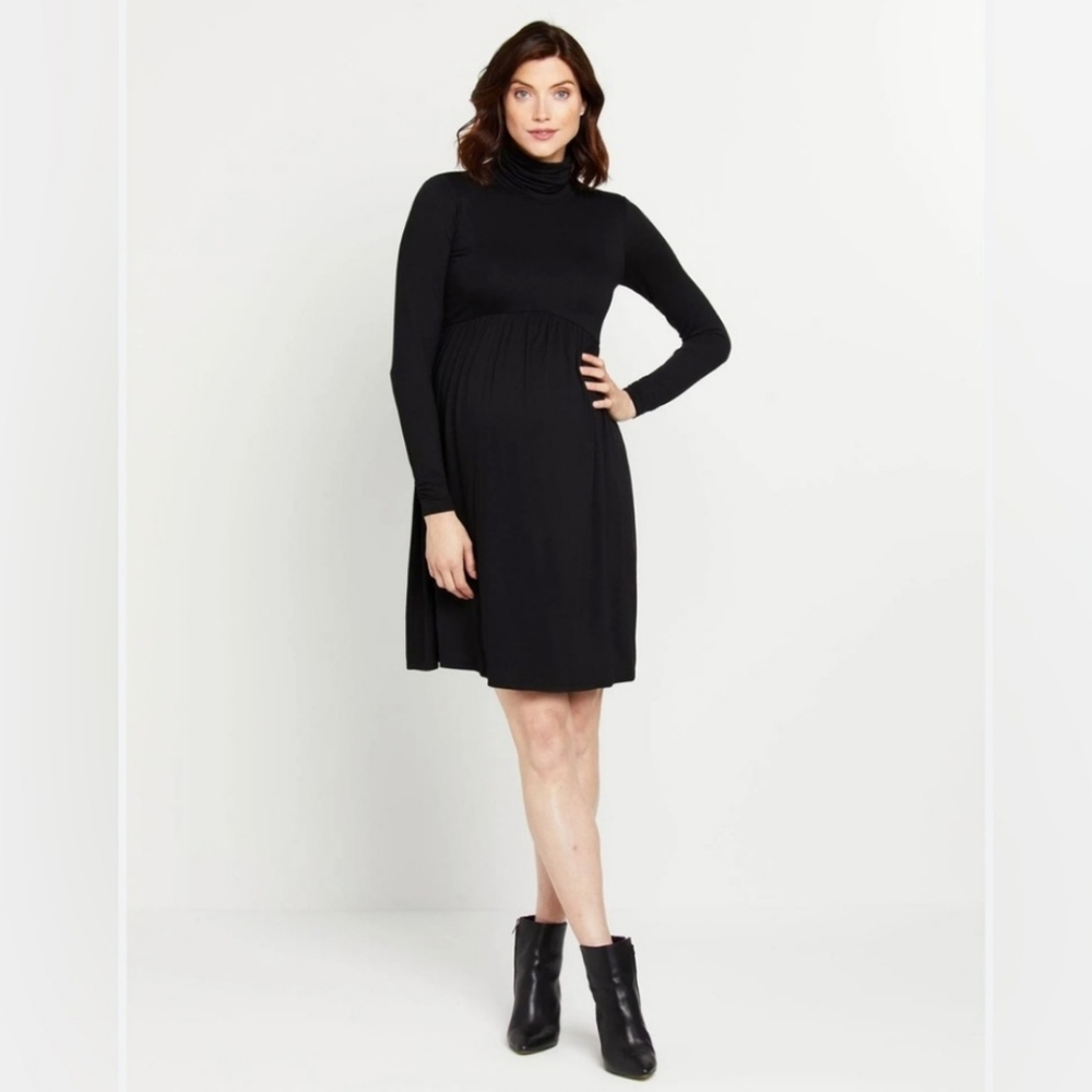 MOTHERHOOD MATERNITY Women's black Long Sleeve turtle neck dress size S NWT